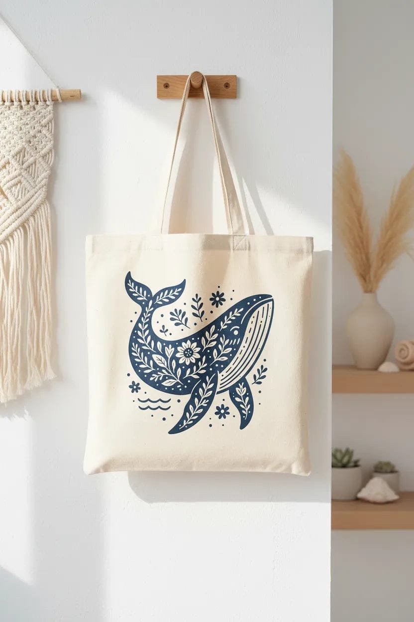 Customer photo review of Wrapzy Floral Whale Tote Bag