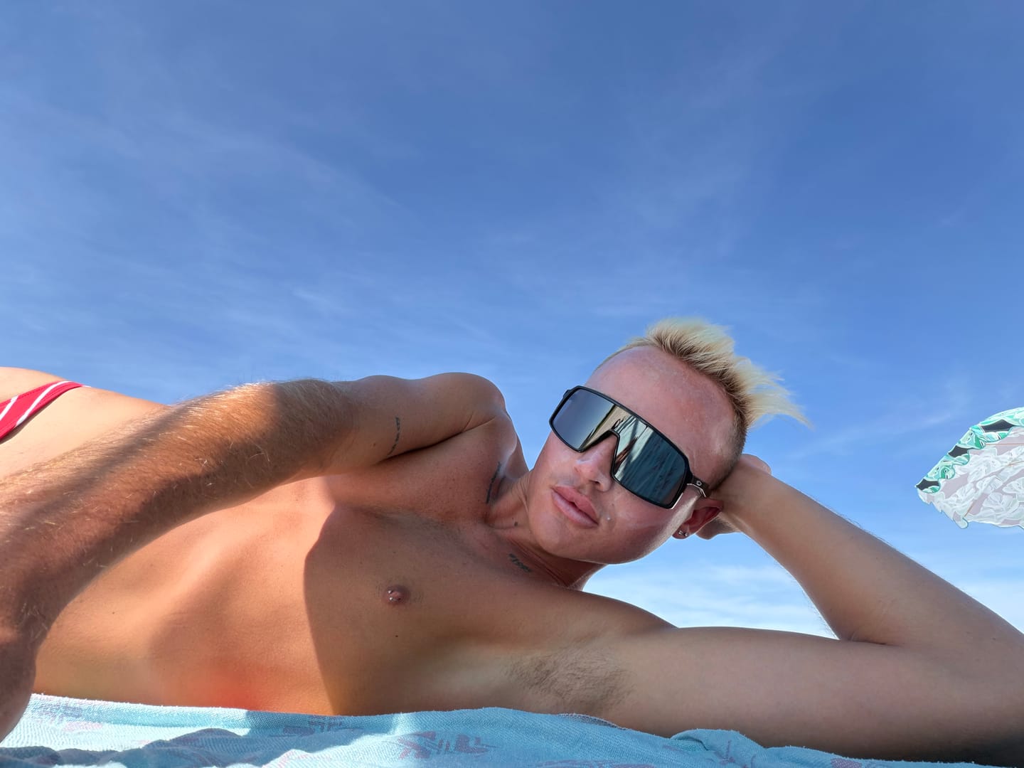 Customer photo review of Striped Brazilian Swim Brief