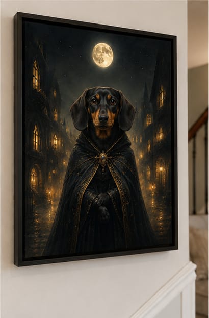 Customer photo review of Custom Gothic Hooded Pet Portrait Canvas Wall Art