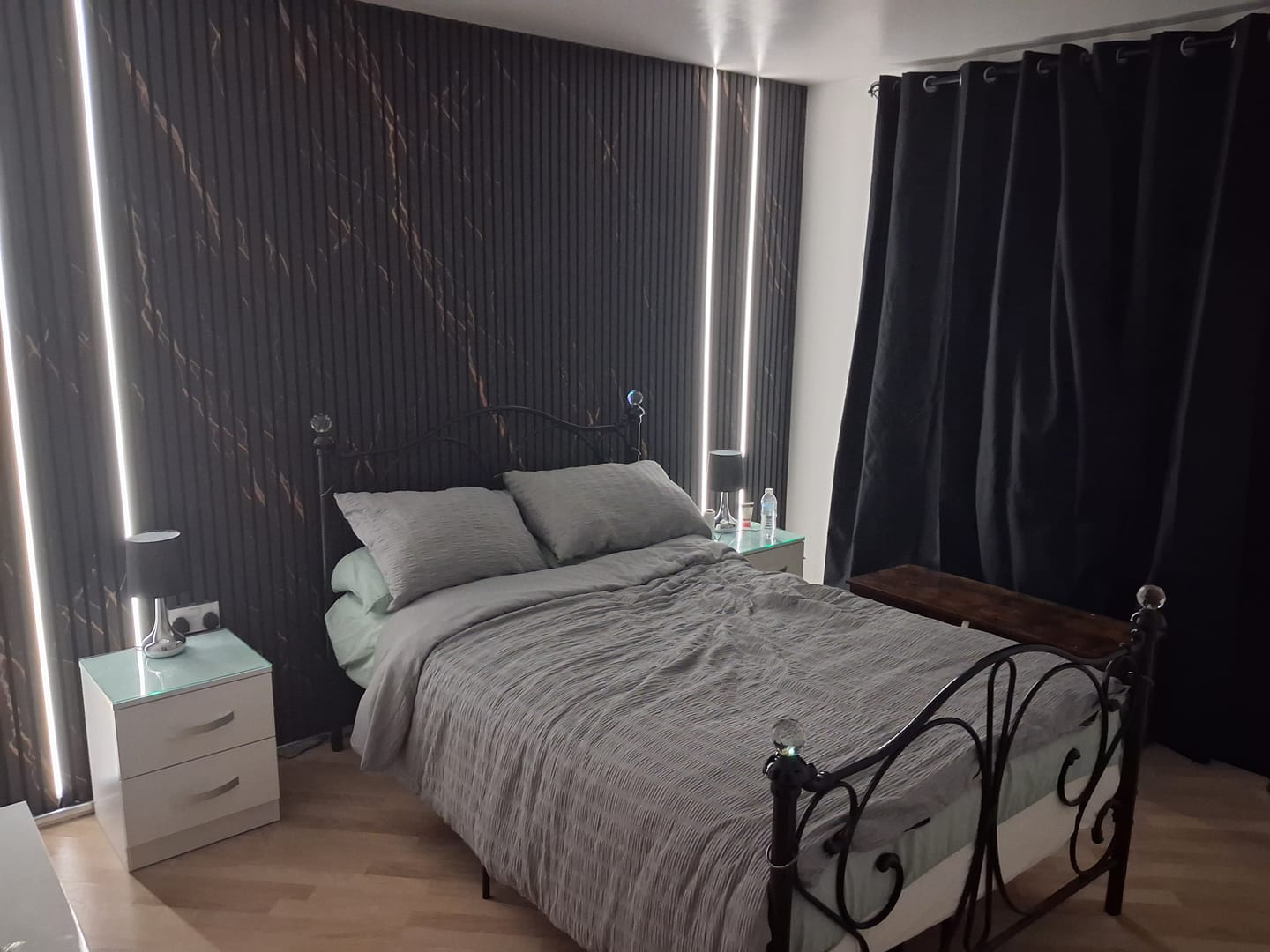 Customer photo review of Black Marble Acoustic Slat Wall Panels — Decorative MDF Wood Panels 2.4m x 0.6m