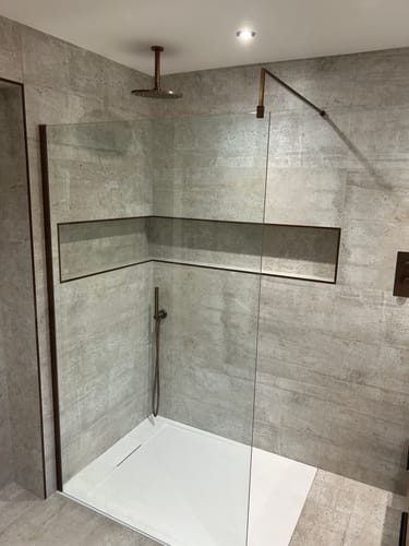 Customer photo review of Nuie 1850 x 1100 Semi-frameless Wetroom Screen With Support Bar - Brushed Bronze