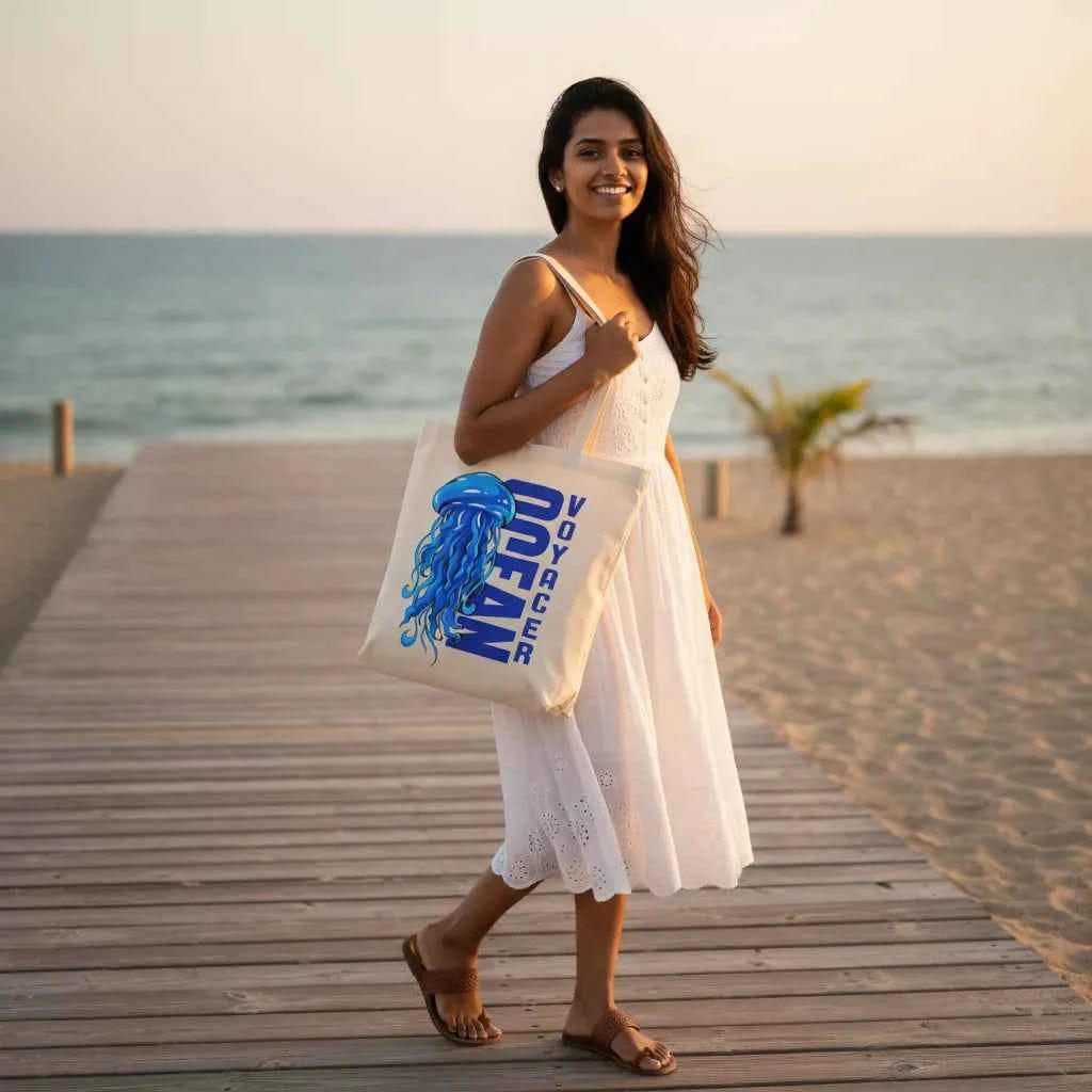 Customer photo review of Wrapzy Ocean Canvas Tote Bag