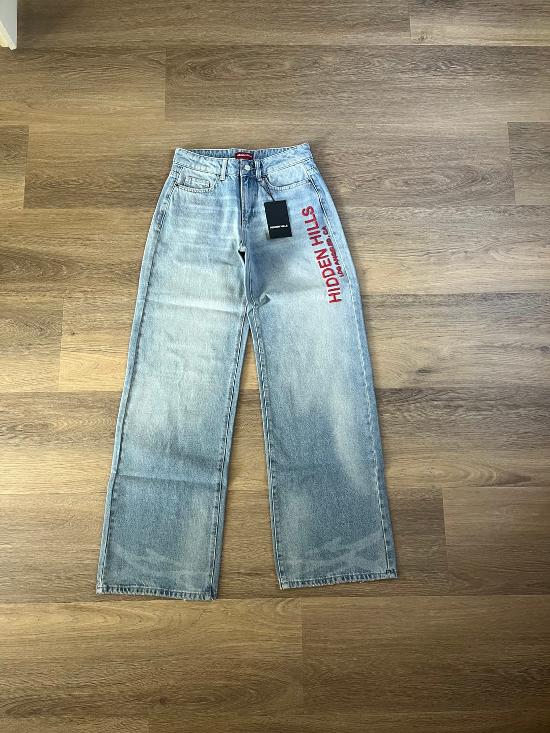 Customer photo review of RED EMBROIDERED LOGO JEANS
