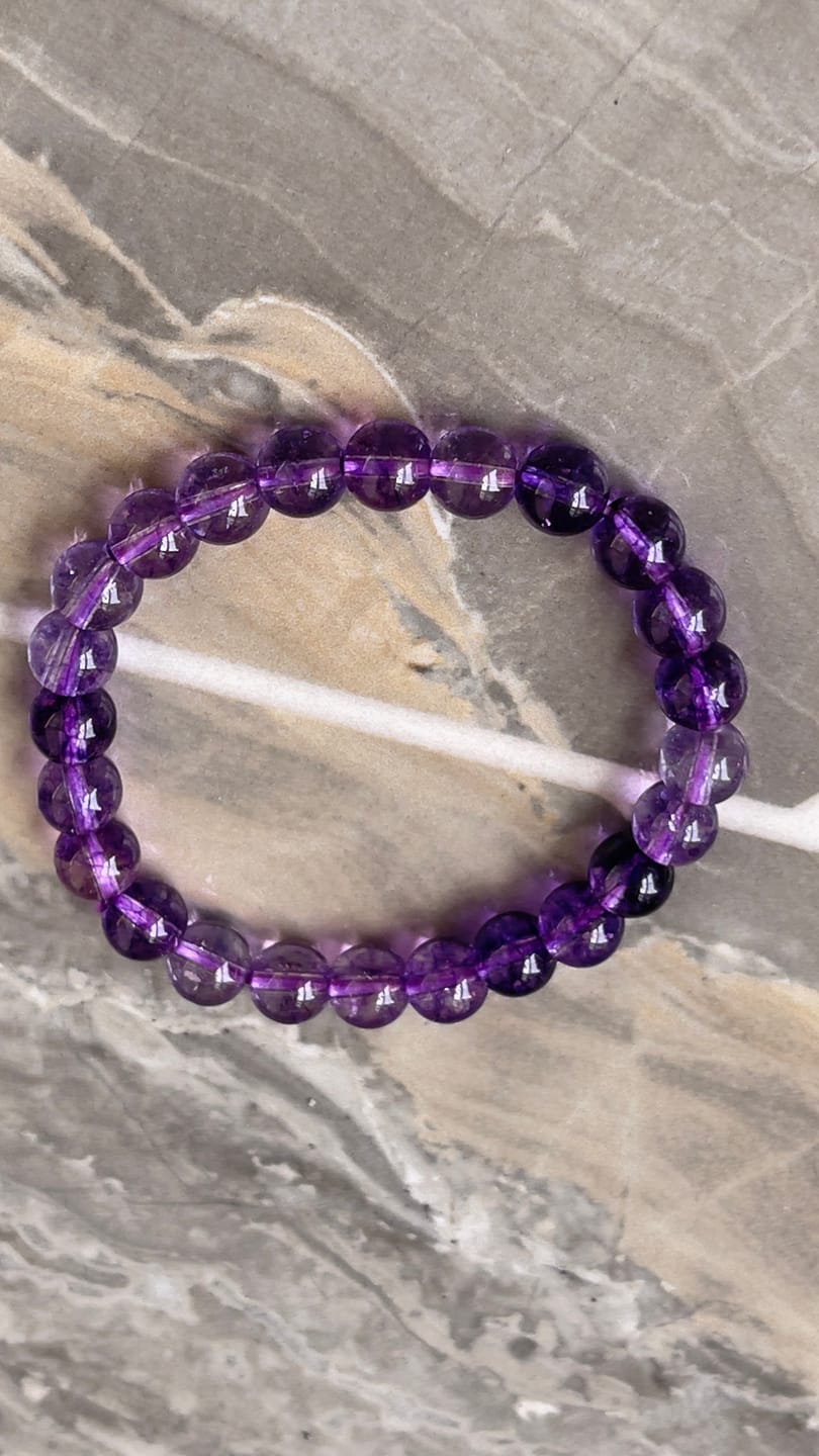 Customer photo review of Hydro Amethyst Bracelet – Vastu Remedy for Mental Clarity & protection | 8mm Beads