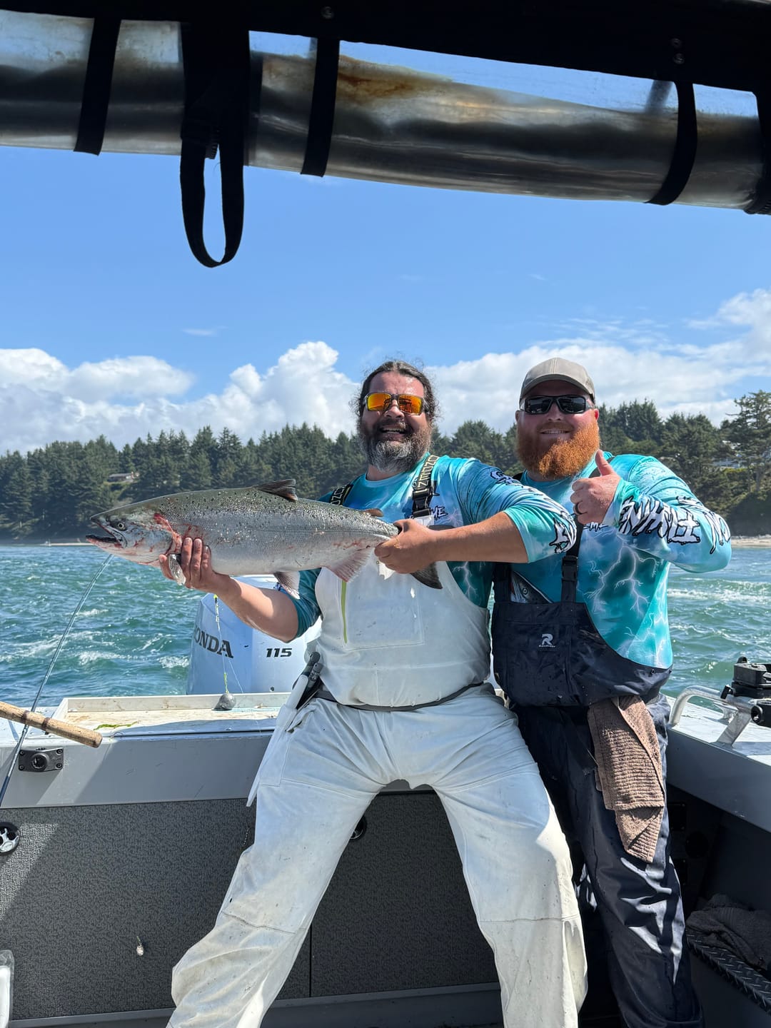 Customer photo review of Frenzidea Salmon Fishing Teal Thunderstorm Name & Team Name 3D Shirts