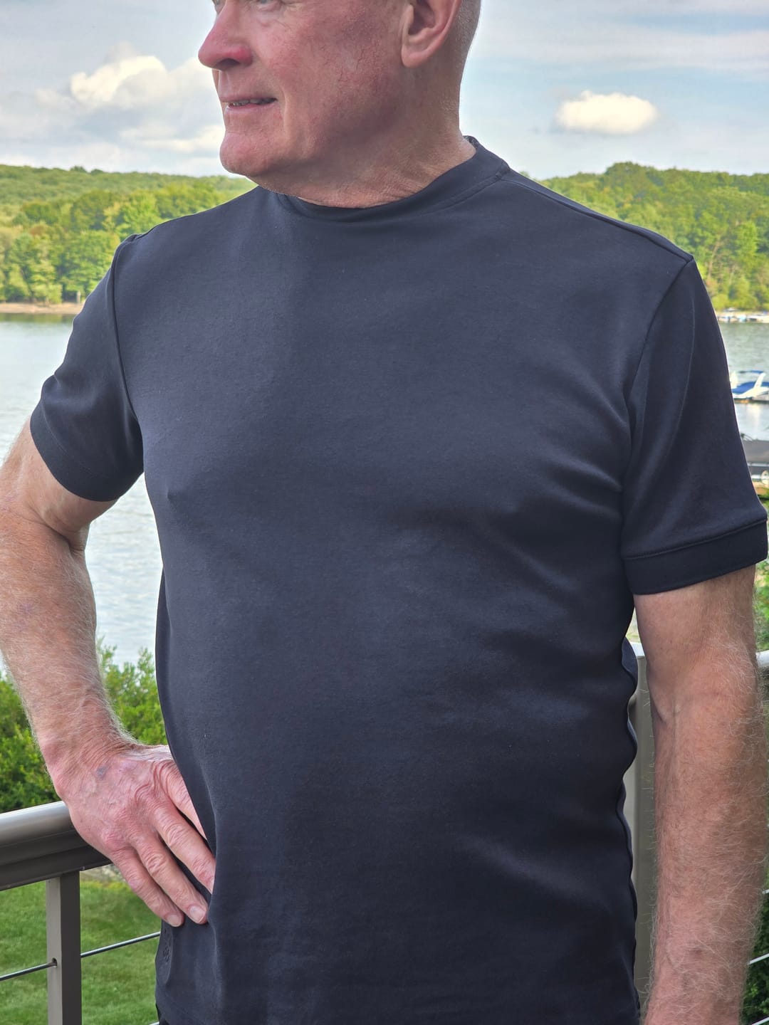 Customer photo review of Mock Neck T-Shirt