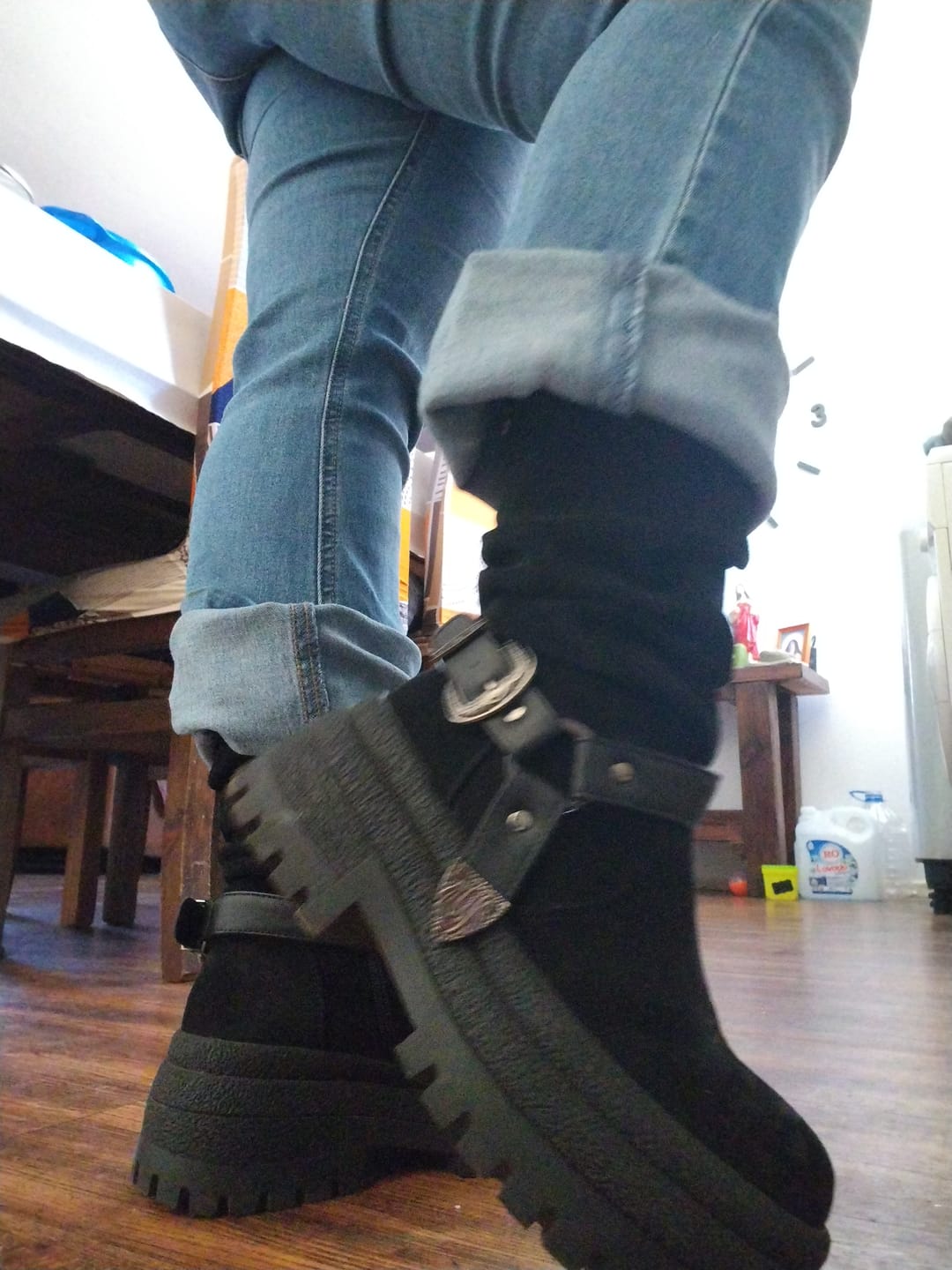 Customer photo review of Botin Plataforma Negro Mujer 6583001