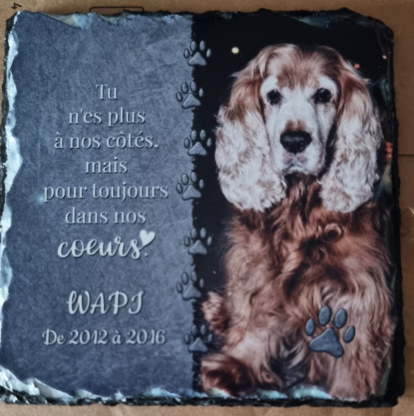 Customer photo review of Toujours dans mon cœur - Plaque d'ardoise personnalisée