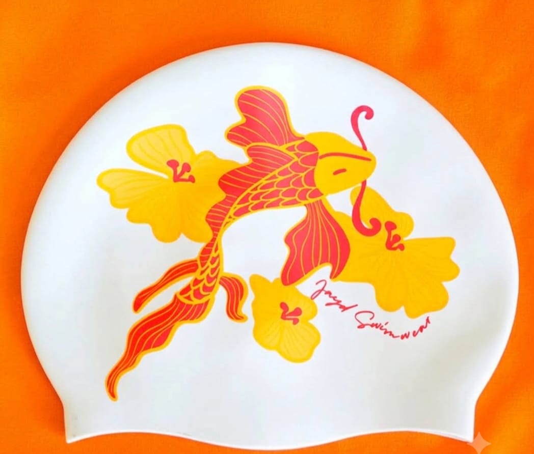 Customer photo review of JAYD Swim Cap - Lucky Koi