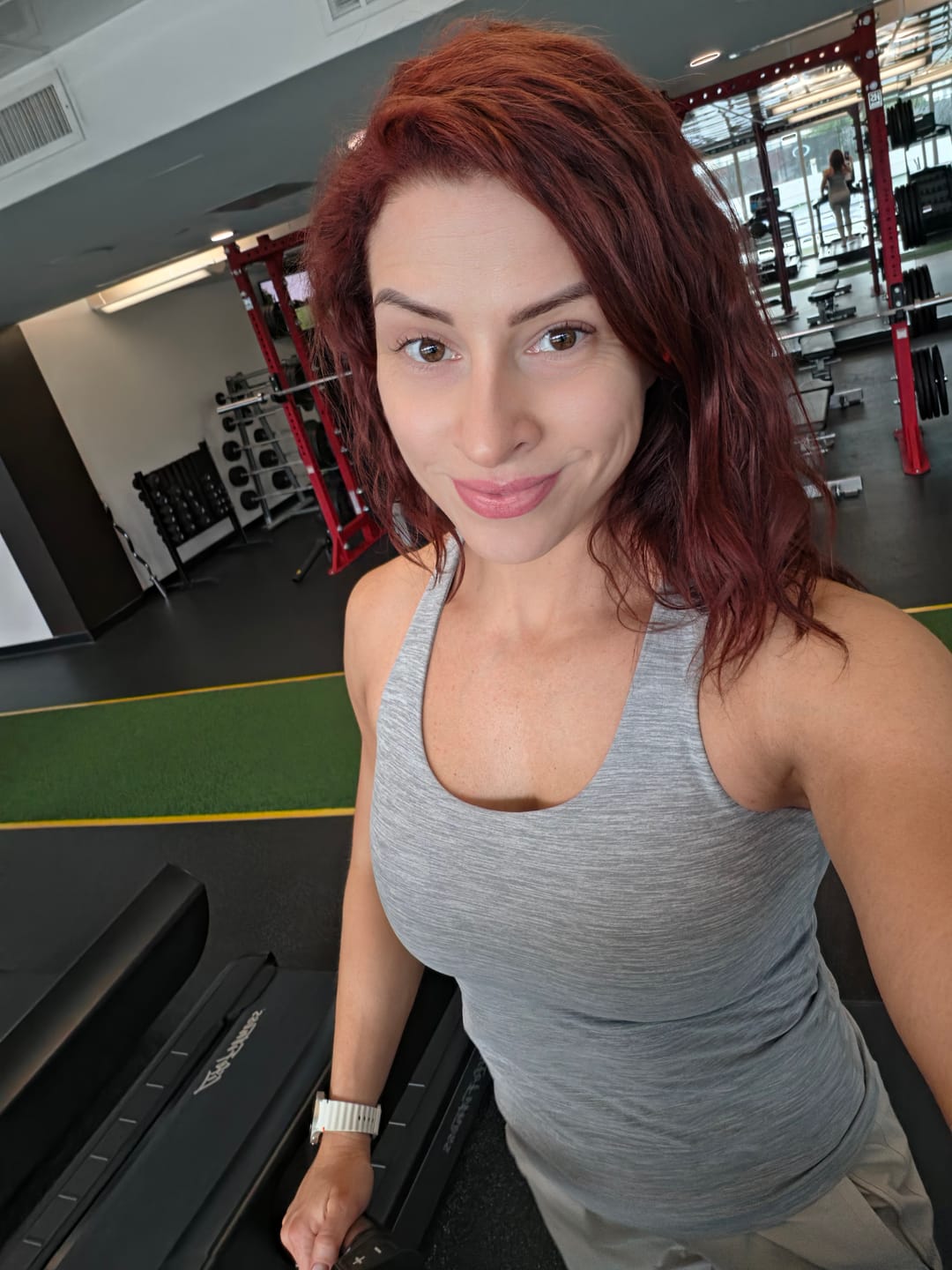 Customer photo review of Dream Racerback Tank | Heathered Light Grey