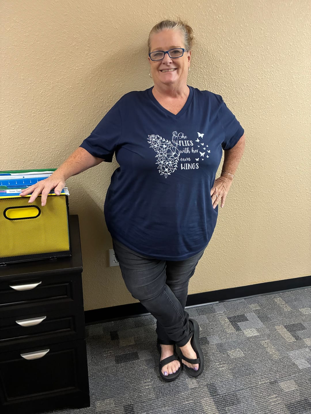 Customer photo review of With Her Own Wings V-Neck Tee