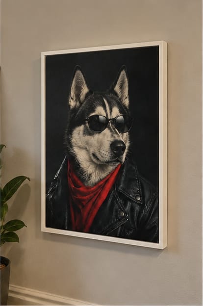 Customer photo review of Custom Cool Dog Portrait Canvas Wall Art