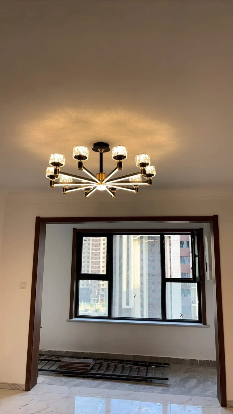 Customer photo review of Gold and Black Crystal Chandelier