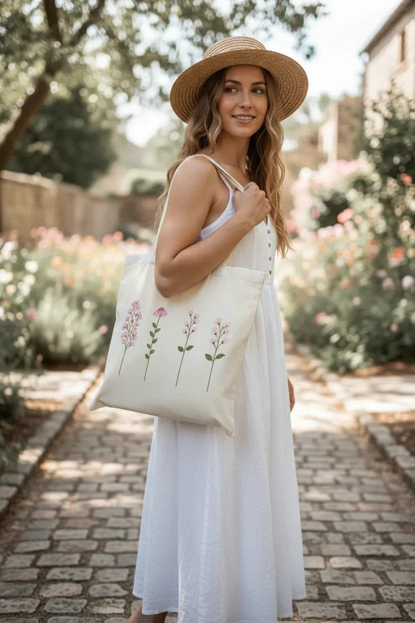 Customer photo review of Wrapzy Pink Wildflower Tote Bag