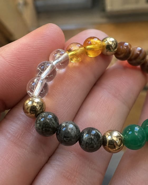 Customer photo review of Dhan Yog Bracelet – Natural Wealth & Prosperity Gemstone Bracelet