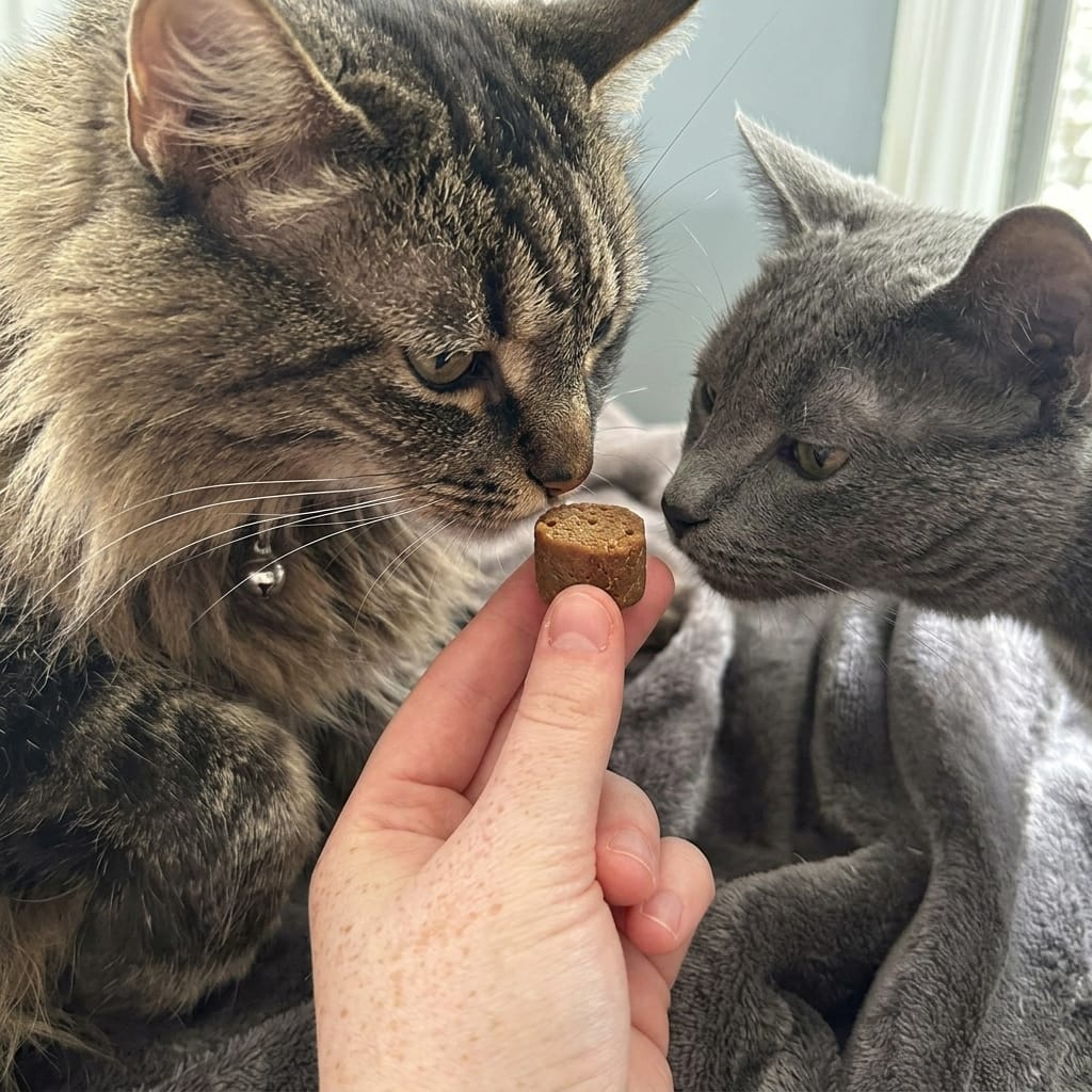 Customer photo review of Renya, la première friandise qui prend soin des reins de votre chat, bien avant les premiers signes