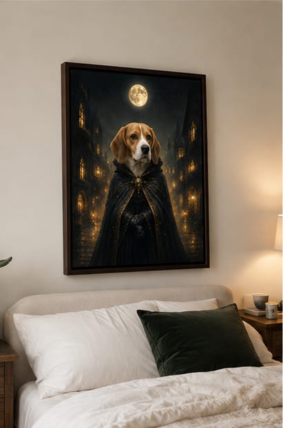 Customer photo review of Custom Gothic Hooded Pet Portrait Canvas Wall Art