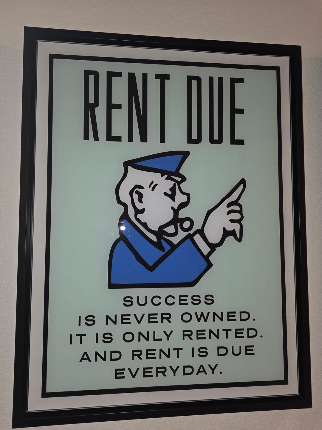 Customer photo review of Rent Due Wall Art