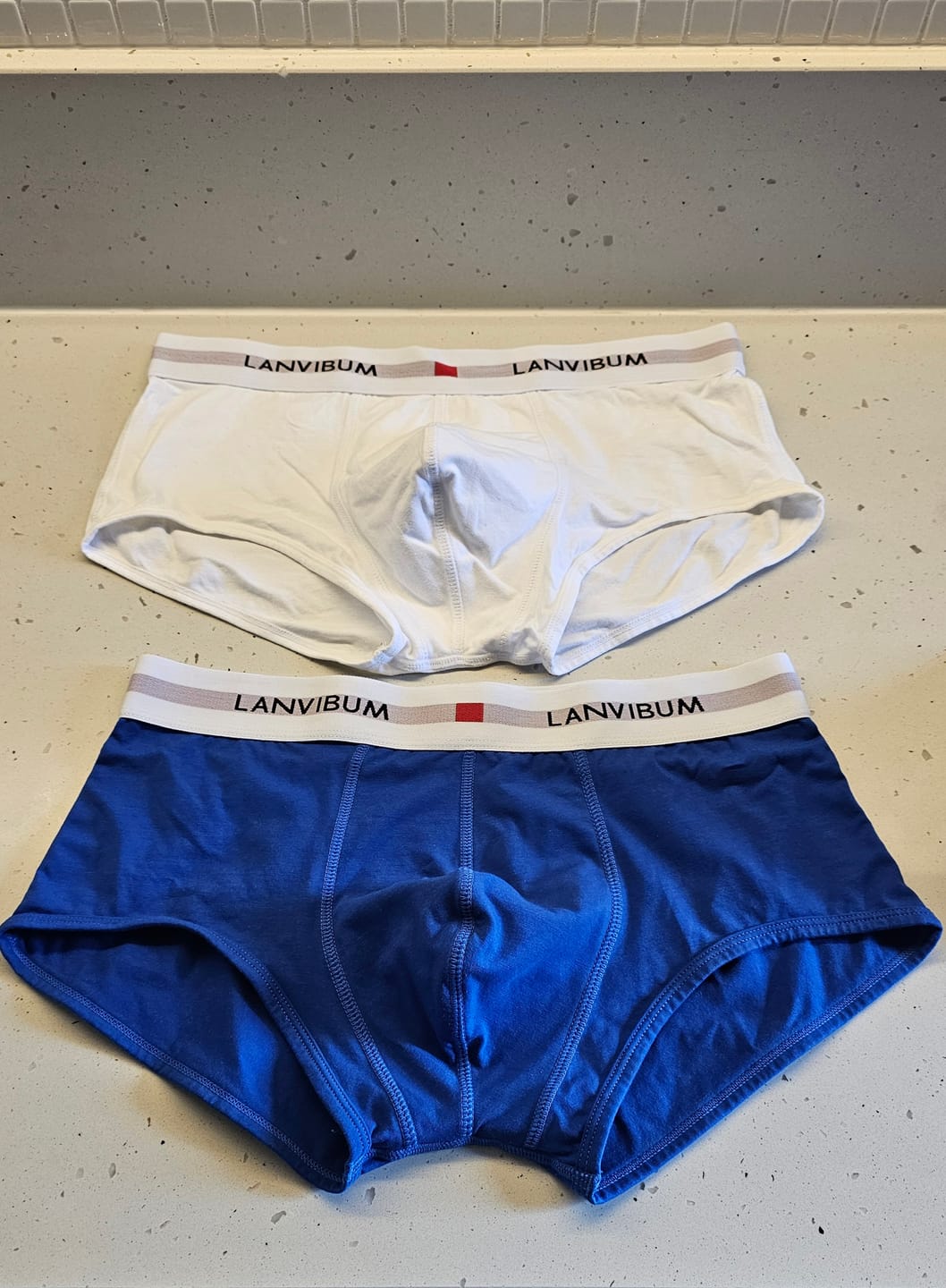 Customer photo review of 2 Pack Men's Breathable Big Pouch Trunks