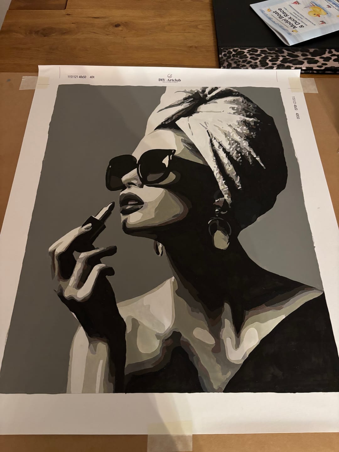 Customer photo review of Grayscaled fashion | Paint by Number
