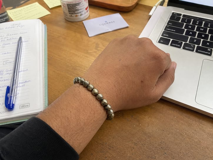 Customer photo review of Pyrite Bracelet – Natural Prosperity & Confidence Gemstone Bracelet