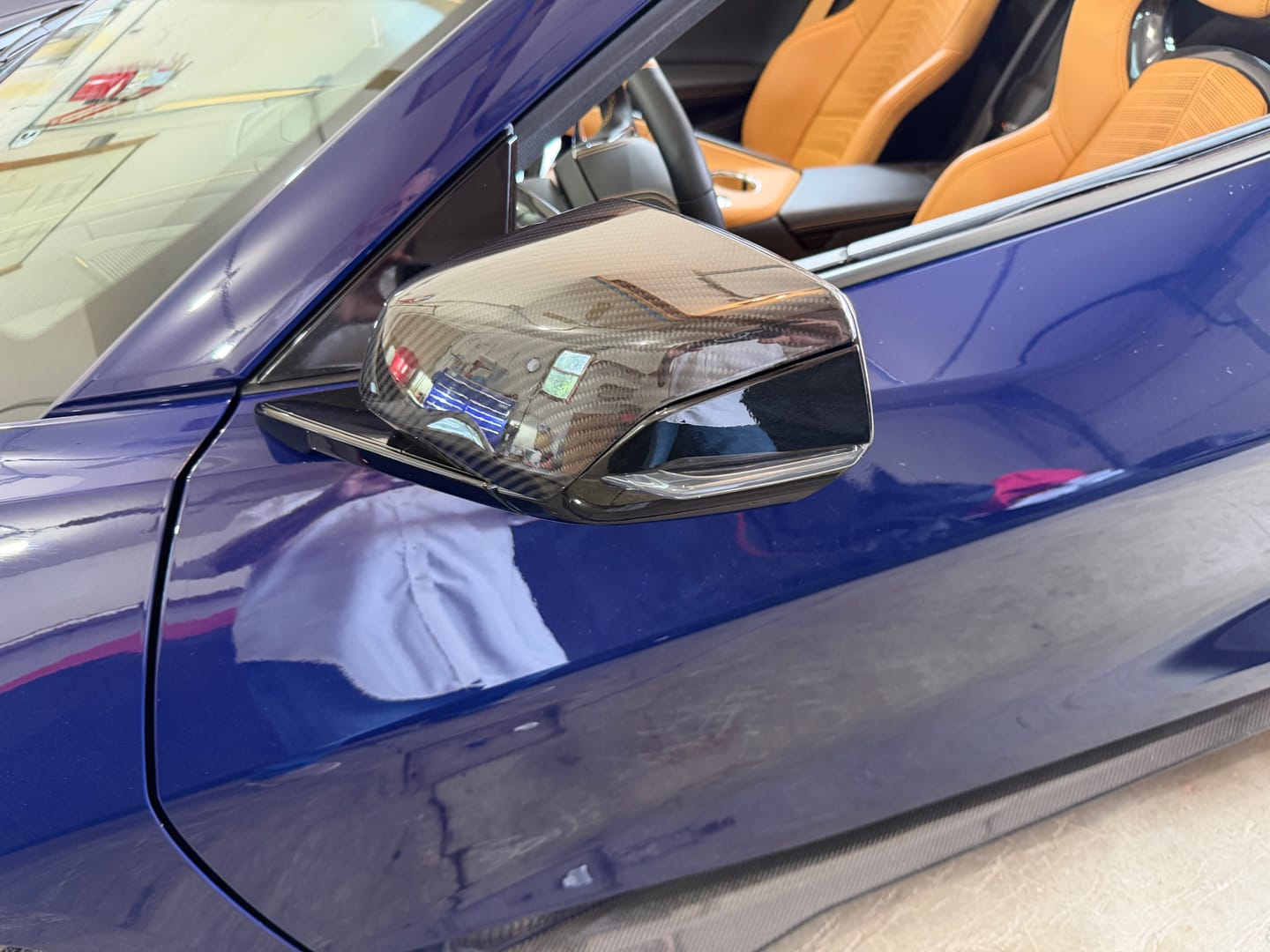 Customer photo review of Corvette C8 DRY CARBON FIBER Upper Mirror Covers