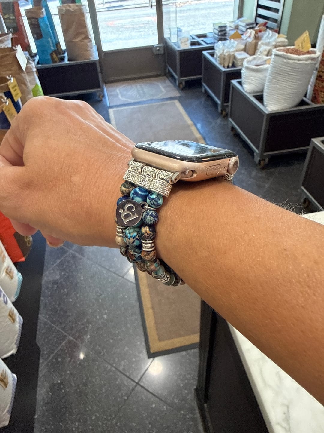 Customer photo review of Imperial Jasper Stretch Apple Watch Strap