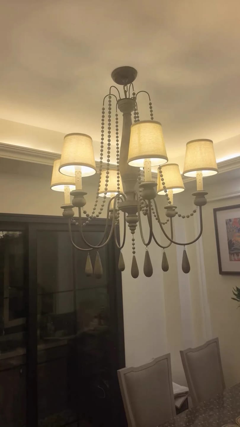 Customer photo review of French Beaded Wood Chandelier