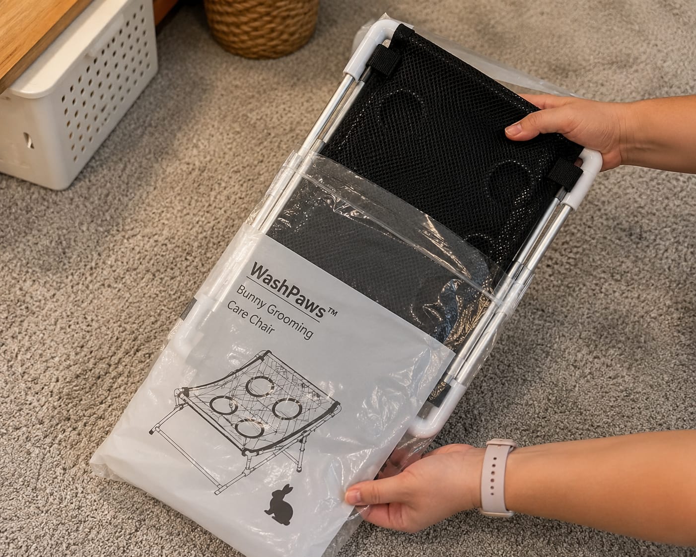Customer photo review of Washpaws — Bunny Grooming & Care Chair