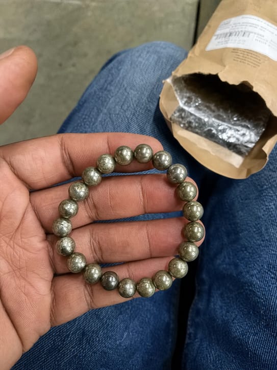 Customer photo review of Pyrite Bracelet – Natural Prosperity & Confidence Gemstone Bracelet