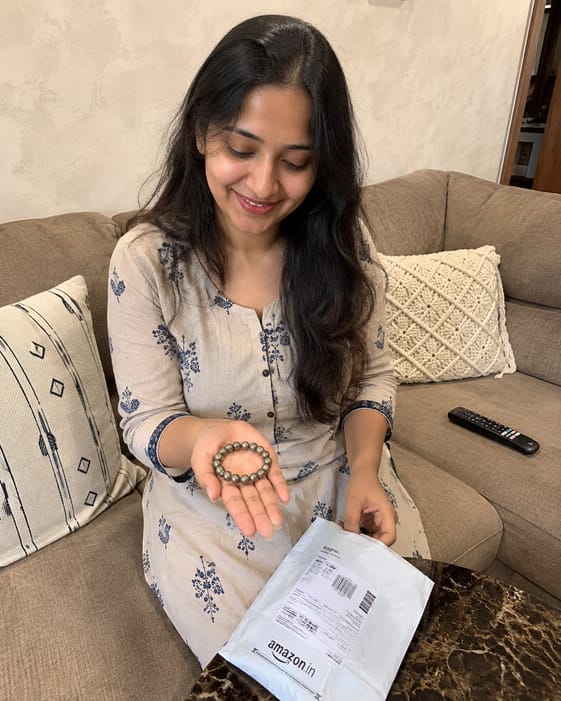 Customer photo review of Pyrite Bracelet – Natural Prosperity & Confidence Gemstone Bracelet