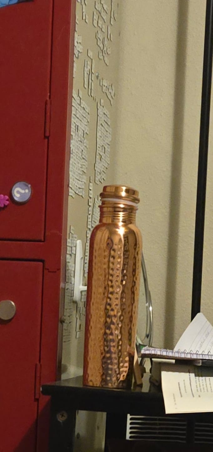 Customer photo review of Certified Ayurveda® Pure Copper Water Bottles - V2 Hand-Hammered Edition