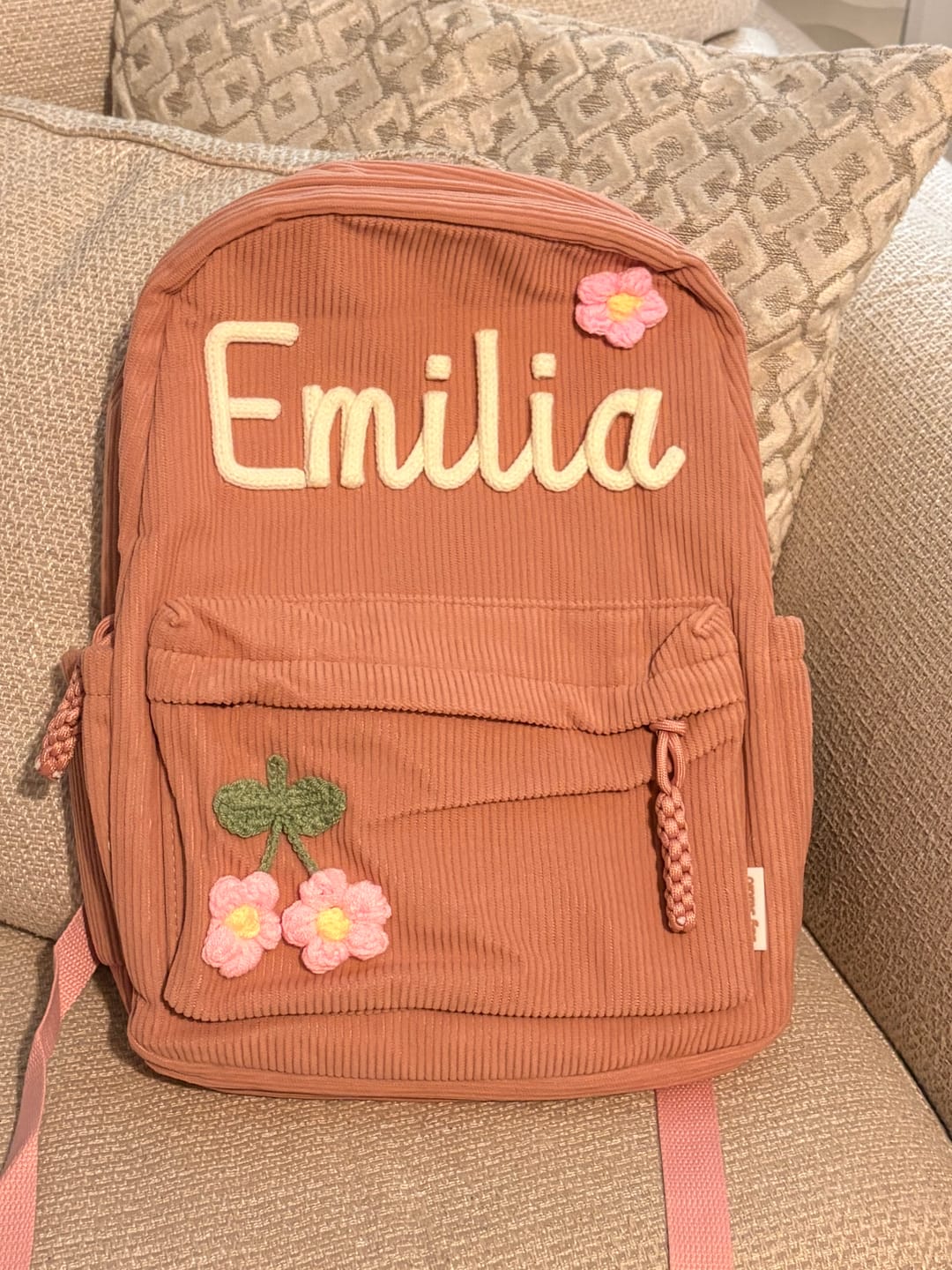 Customer photo review of K&C - Personalized Knitted Backpack