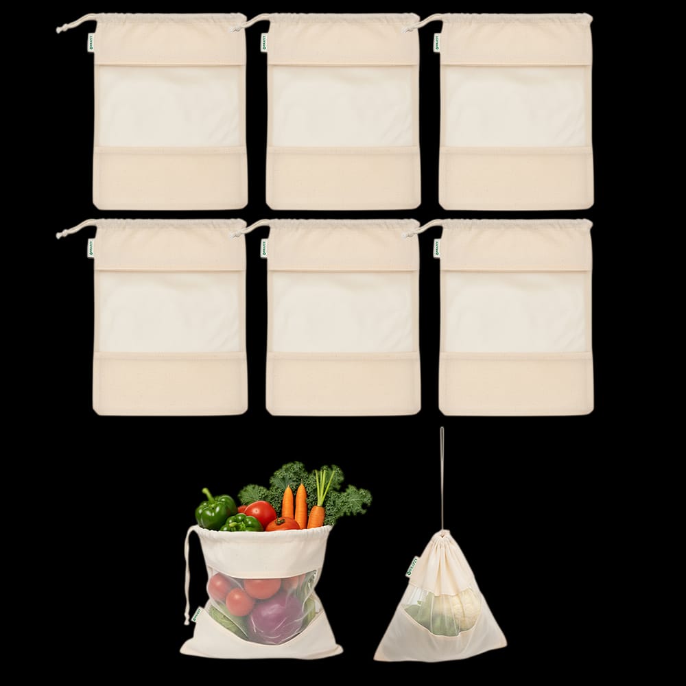 Customer photo review of Wrapzy Cotton Drawstring Vegetable Bags