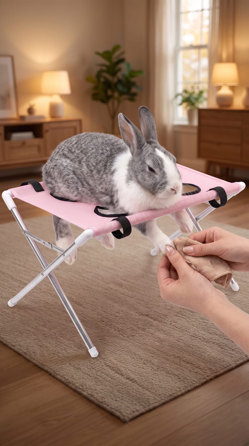 Customer photo review of Washpaws — Bunny Grooming & Care Chair