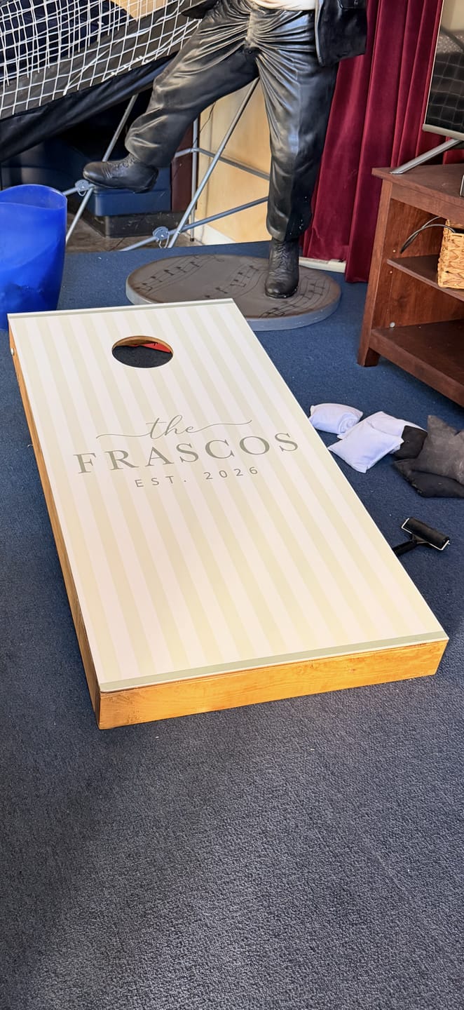 Customer photo review of Custom Cornhole Board Wrap