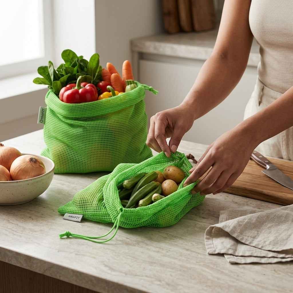 Customer photo review of Wrapzy Mesh Vegetable Bags