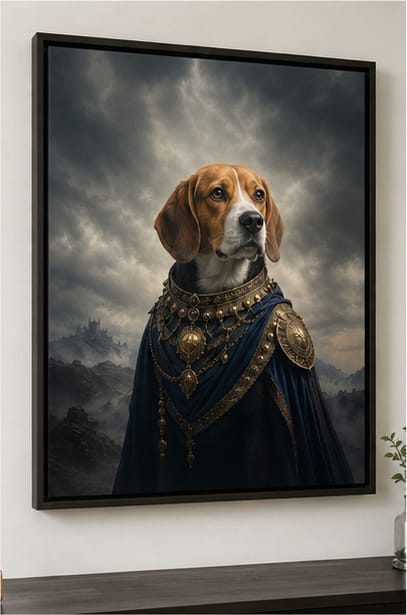 Customer photo review of Custom Royal Guardian Pet Portrait Canvas Wall Art