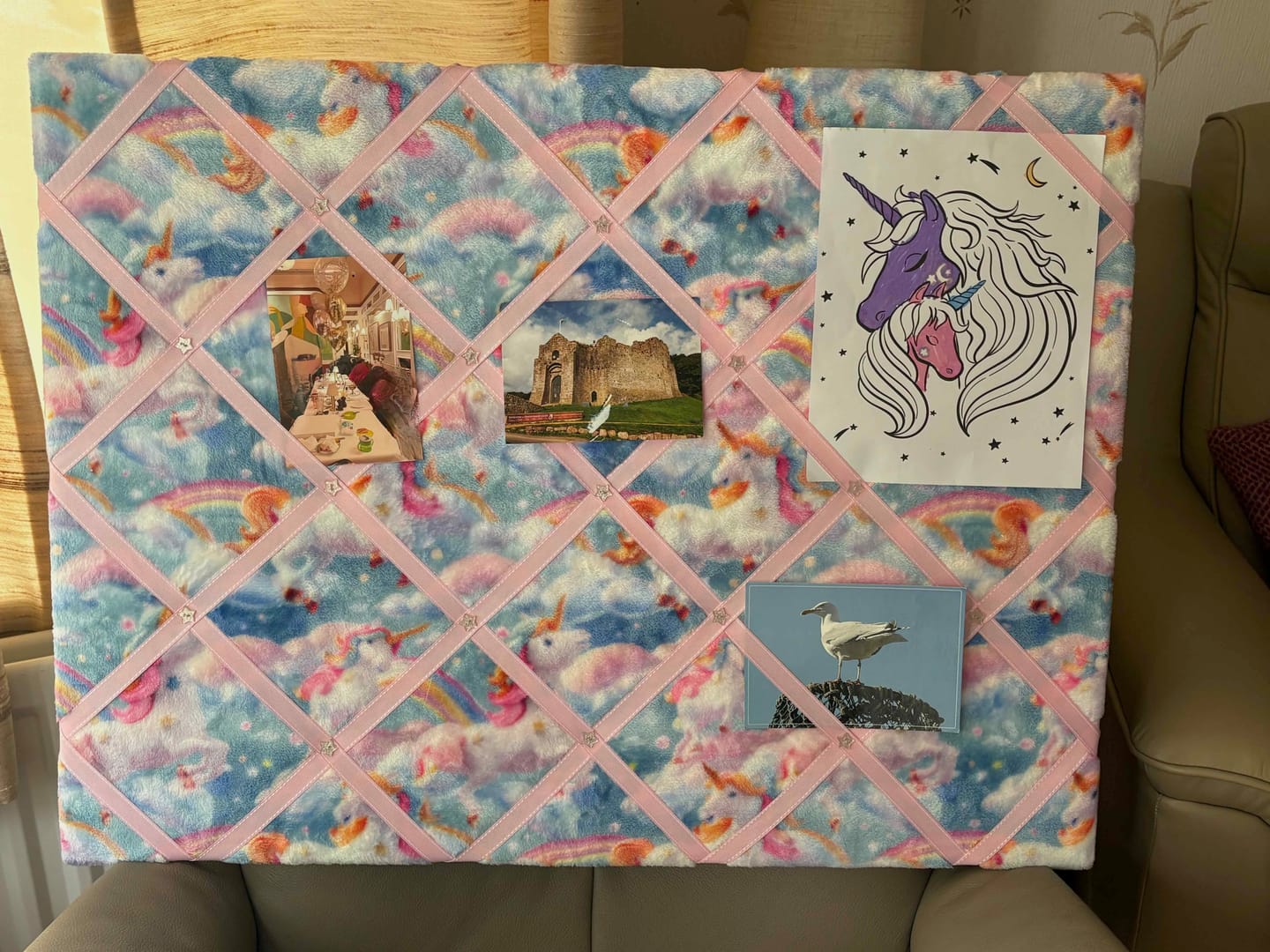 Customer photo review of Magical Unicorns Cuddle Fleece Fabric Blanket Loungewear
