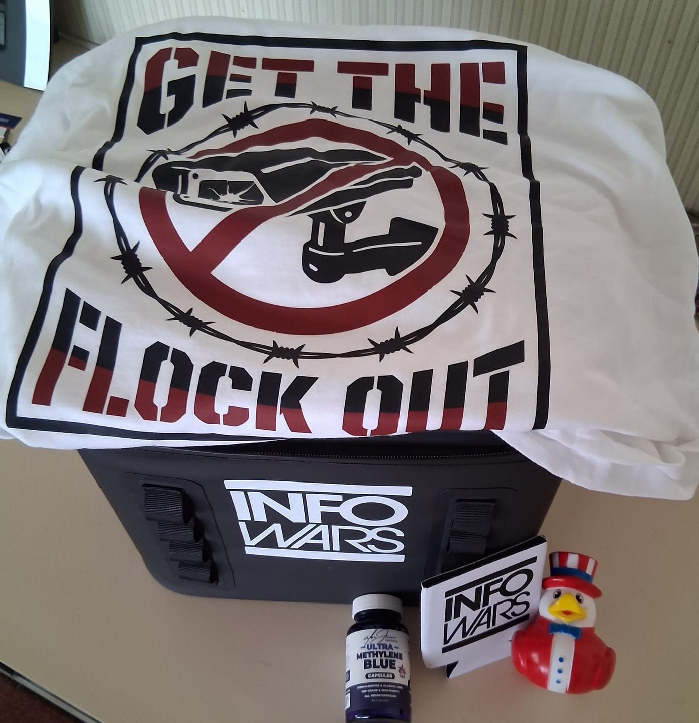 Customer photo review of Get The Flock Out T-Shirt