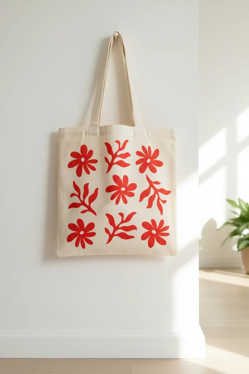 Customer photo review of Wrapzy Red Daisy Pattern Tote Bag