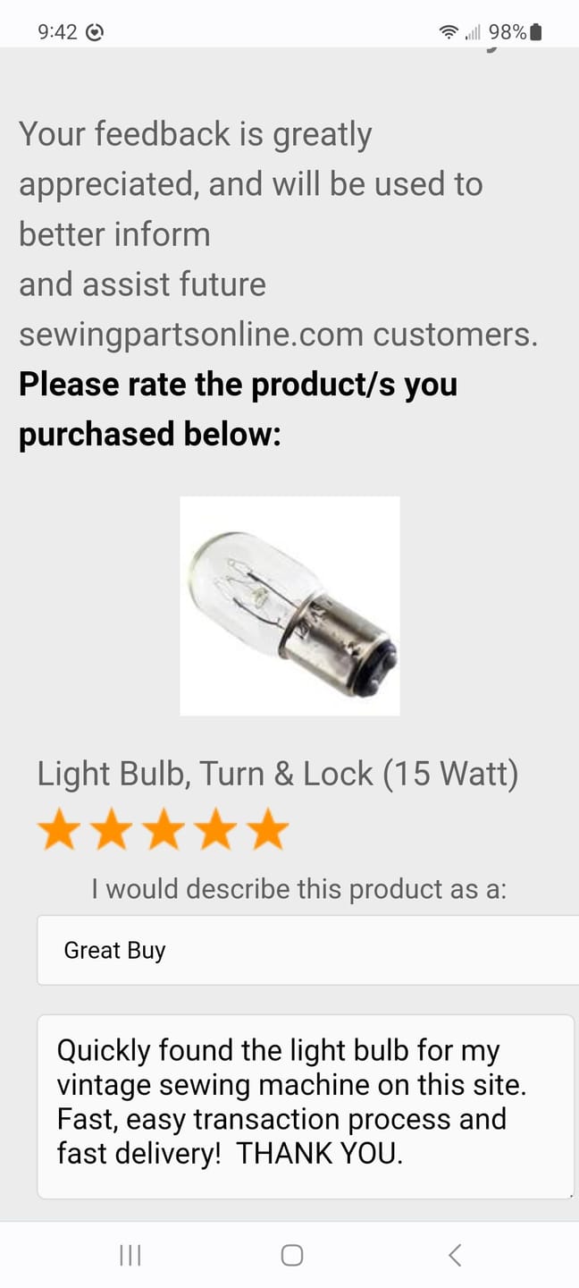 Customer photo review of Light Bulb, Turn & Lock (15 Watt)