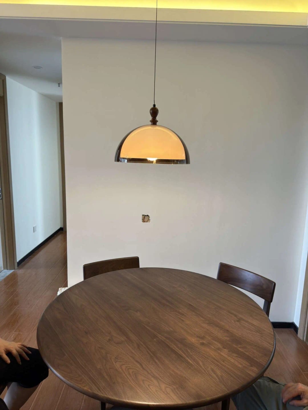 Customer photo review of Dark Wood Brown Acrylic Pendant