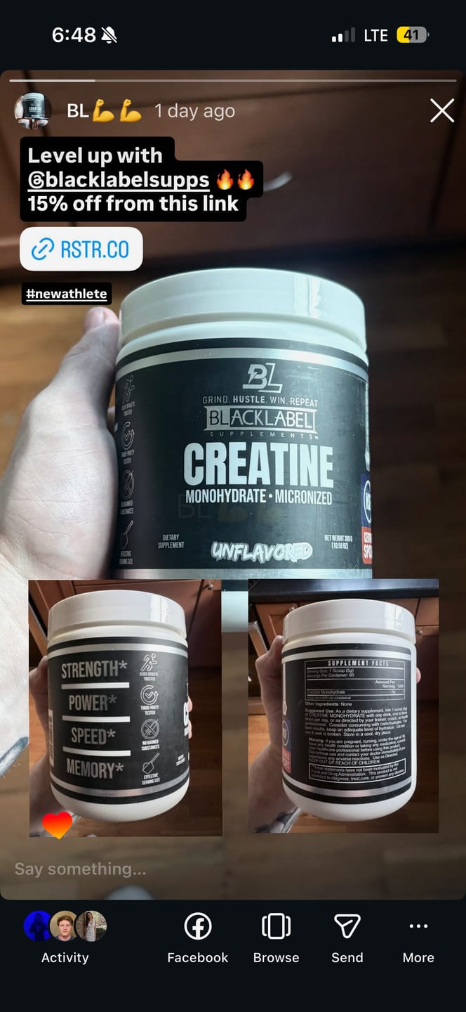 Customer photo review of CREATINE MONOHYDRATE