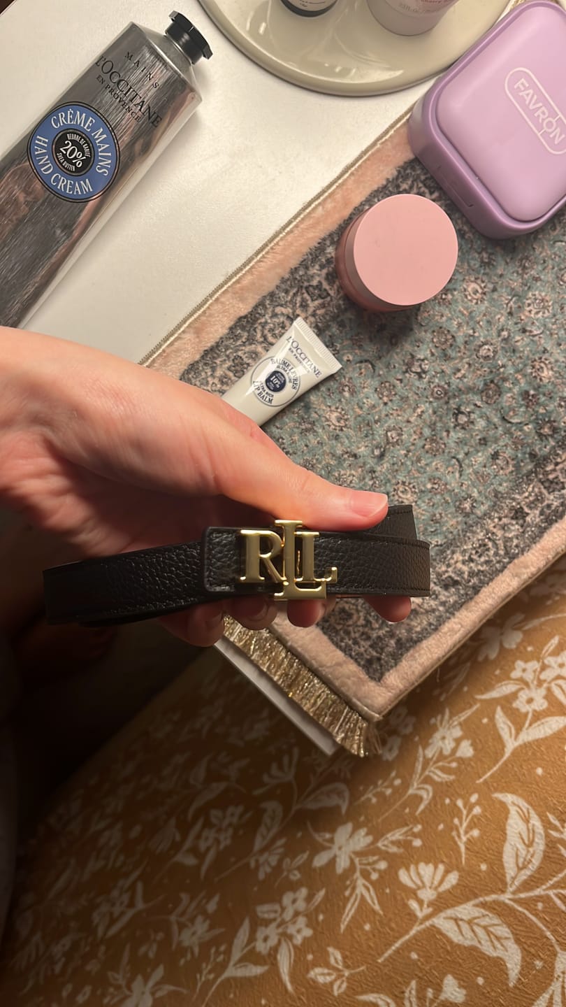 Customer photo review of Ralph Lauren Logo Reversible Leather Skinny Belt Çift Taraflı Kadın Deri Kemer (2cm) Black/ Lauren Tan