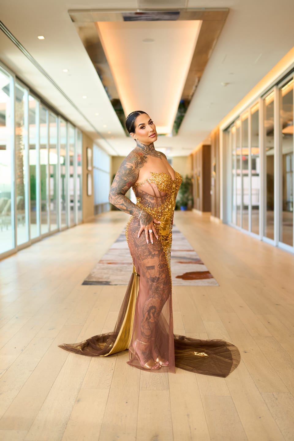 Customer photo review of Gina Gold Maxi Dress (Ready To Ship)