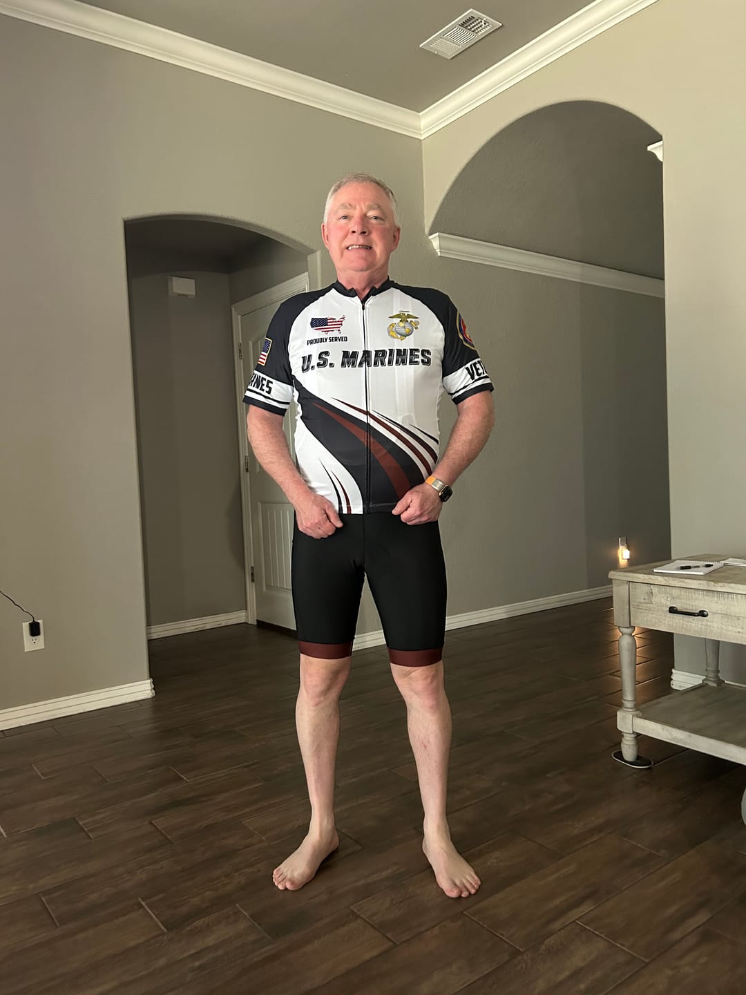 Customer photo review of Men’s Personalized U.S. Marines Proudly Served Cycling Jersey & Kit