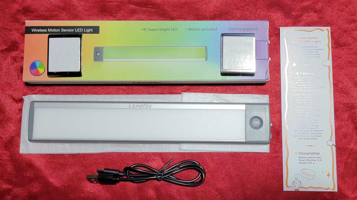Customer photo review of RGB Under Cabinet Lighting-USB Rechargeable Adjust Brightness Color Light-Wireless Magnetic Portable Under Cabinet Linghts-Motion Sensor Color Changing Light for Party