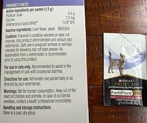 Customer photo review of Purina Pro Plan FortiFlora Cat Probiotic – 30 Sachets for Digestive Support