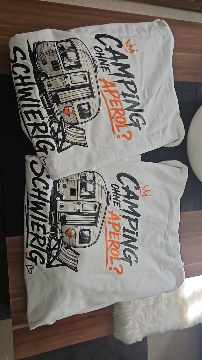 Customer photo review of Camping ohne Aperol - Rückendruck |  Premium Hoodie unisex
